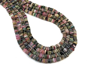 Qualité géniale, 1 brin de forme carrée, Tourmaline naturelle, perles Heishi, fabrication de beaux bijoux - Product Image 2