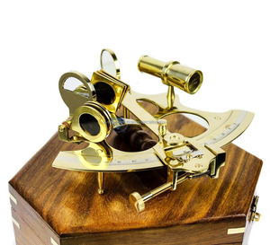 Sextante antiguo náutico Premium latón pulido 8 "sextante con caja de madera decorativa hecha a mano decoración con incrustaciones de latón - Product Image 4