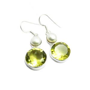 Nueva moda Vintage sólido 925 plata esterlina limón cuarzo Multi piedras preciosas gota pendientes oro rosa mujer chica boda fiesta regalo - Product Image 1