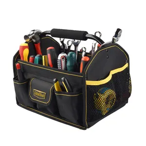 Customized Steel Tubular Handle Heavy Duty Car Wash Detailing Open Top Tote Electrician Tool Bag