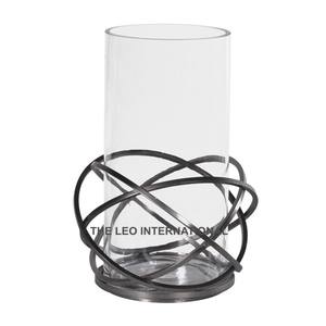 Iron Metal and <b>Grey</b> Color Luxury Design with Protective Glass Home Decoration <b>Candle</b> Holder Wholesale Rate - Product Image 1