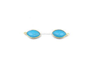 Cuivre Turquoise Gemstone Marquise Forme Lunette Connecteur 925 Argent Plaqué Facette Simple Bail Style À La Mode En Laiton Matériel - Product Image 2
