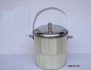 Cubo de hielo de acero, mosaico de incrustaciones de hueso en acabado blanco para el hogar y Bar, accesorios para vino, cubo de hielo con incrustación de hueso - Product Image 3
