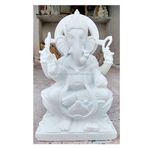Estatua de Ganesha decorativa de piedra, estatua sentado en Singhasan - Product Image 1