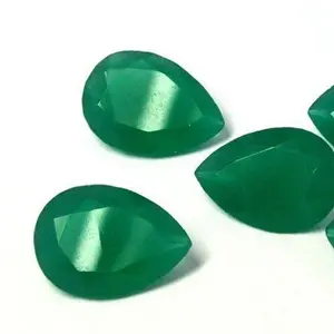 10x12mm Natural Green Onyx Faceted Pear Loose Gemstone Calibrated Supplier Semi Precious Stones at Wholesale Factory Price Shop