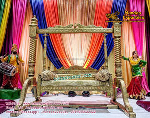 ชุดแต่งงานอินเดียเวทีสวิงกับเก้าอี้แต่งงานMehndiตกแต่งเวทีที่มีการแกว่งSankhedaเวทีชุดแกว่ง - Product Image 6