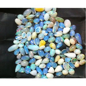 Ethiopian Natural Fire <b>Opal</b> Cabochons White <b>Black</b> Green Coral Gemstones for Jewelry Making Calibrated Rainbow Effects - Product Image 1