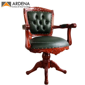 Chaise de bureau en bois Coofice, chaise pivotante à dossier haut, meubles de bureau, accoudoirs, base en bois, cuir synthétique, pivotante, intérieure - Product Image 2