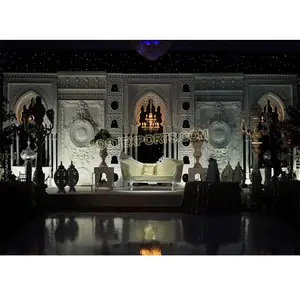 جراند الزفاف المرحلة الألياف خلفية إطار الزفاف الأبيض اللون الخلفي-هيكل يوضع على المسرح مجموعة الآسيوية الزفاف المغربي موضوع هيكل يوضع على المسرح