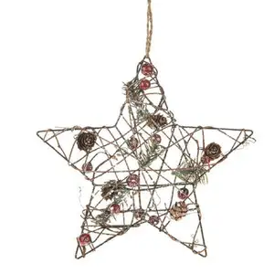 Antiguo Rosa colgante de alambre de Metal estrella de Navidad decoración de Navidad - Product Image 1