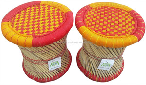 Tabouret ottoman en bambou fabriqué à la main tabouret ottoman roseau patio Sarkanda tabouret os incrustation Console - Product Image 1