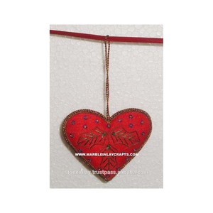 Heart Shape Embroidery Christmas Hanging Ornaments - Product Image 1