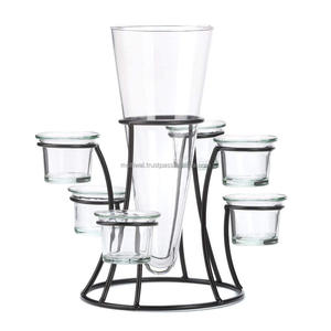 Pcs Lot de 3 Vases Décoratifs Vase En Fer Unique Formes Géométriques Créatives avec 3 Tasses En Verre Pour La Décoration De La Maison - Product Image 4