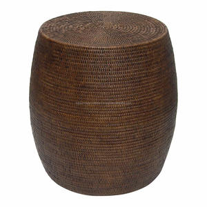 Magnifique tabouret tambour en rotin tressé fabriqué au Vietnam - Product Image 1