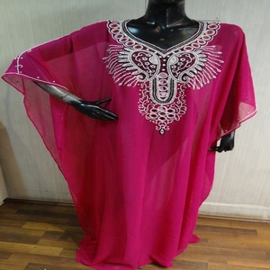 Abaya — caftan marocain, embellir, fait à la main, bleu marine, 2015 - Product Image 6