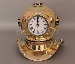 Nautical Handmade Brass Scuba Antique Decorative <b>Clock</b> <b>Vintage</b> Mini Diving Helmet <b>Clock</b> for Home Decor 8" inch - Product Image 4
