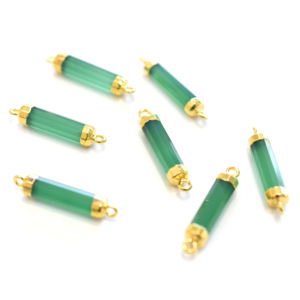 Conector chapado en oro con forma de tubo de bola, ónix verde de 24 a 26 MM - Product Image 1