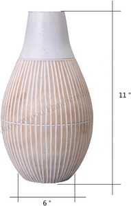 Jarrón de decoración para el hogar más vendido, florero de mesa de madera tallado a mano, jarrón redondo de madera de Mango, decoración y uso de regalo, suministro directo de fábrica - Product Image 2