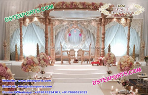 El último doble poste Pilar Mandap Auckland Diseñador Fibra Tallada Pilares Escenario Conjunto Boda India Mejor Precio Mandap Sillas Venta - Product Image 5