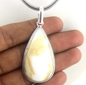 จี้พลอยแจสเปอร์มะม่วงธรรมชาติสีเงินเนื้อเรียบสำหรับ92.5 - Product Image 3