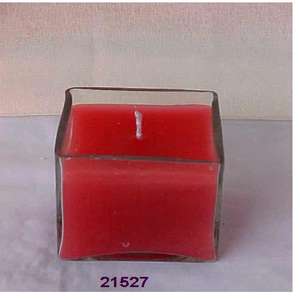 ผู้ถือเสาเทียนพร้อมไอหรี่แก้ว แก้วสี่เหลี่ยม ผู้ถือเทียนขี้ผึ้งสีแดง - Product Image 2