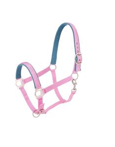Accessoires équestres de licou de cheval de selle anglaise rembourrée en nylon rose avec matériel en satin - Product Image 1