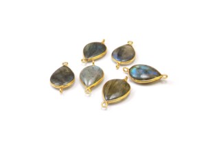 Belle pierre précieuse de Quartz fumé en forme de poire 12x16mm Double caution en argent Sterling connecteur de lunette en métal composants de résultats de bijoux - Product Image 4