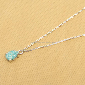 925 plata esterlina amazonita piedra preciosa pera corte punta conjunto enlace cadena collar clásico estilo Unisex para boda o compromiso - Product Image 1