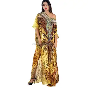 New collection For women 3D Digital Printed Kaftans Stylish Kaftan 100% Silk