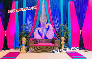 Meubles de scène de mariage style royal moderne, personnalisables en taille et en forme, en fibre de verre légère, pour événements Sangeet - Product Image 5