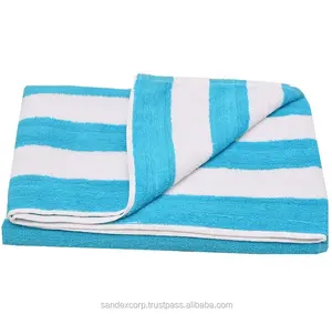 Serviette de plage personnalisée en coton doux absorbant parfait teint en fil à rayures pour la relaxation au bord de la piscine Serviette de plage - Product Image 1