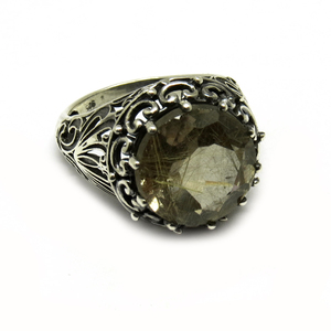 Grand Dreamer – bague en argent Sterling 925 Rutile doré de forme ronde, fournisseur de bijoux indiens en argent, bijoux uniques en argent 925 - Product Image 3