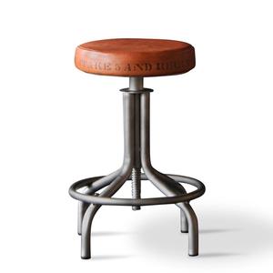 Taburete de Bar giratorio industrial vintage moderno, asiento de cuero de altura ajustable, marco de hierro. Para comedor, sala de estar, cocina, café, uso - Product Image 2