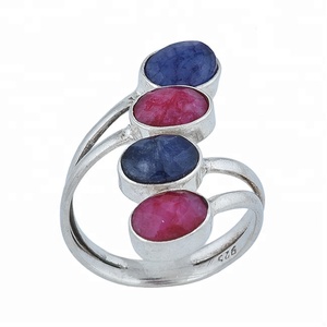 Beautiful Ruby Sapphire 925 Sterling Silver Gemstone <b>Adjustable</b> <b>Ring</b> Jewelry - Product Image 2