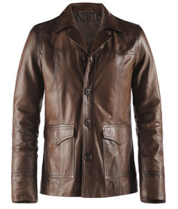 Abrigo de cuero de alta calidad para motorista, chaqueta de cuero para hombre - Product Image 2