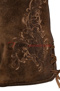 Shorts bavarois pour hommes en cuir suédé véritable ISONZ, brodés, style Lederhosen, pour l'Oktoberfest, avec fermeture boutonnée, couleur personnalisable - Product Image 4