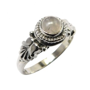 Anillo de plata esterlina sólida 925 al por mayor, piedra preciosa de cuarzo rosa natural, Perla de diamante, chapado en rodio para bodas y fiestas - Product Image 1