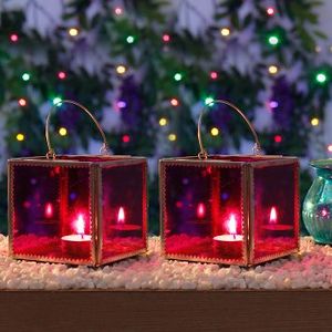 Handmade Metal and Glass Tea Light <b>Lantern</b> with LED for Home Office Wedding <b>Christmas</b> Decorations Candle Stand - Product Image 6