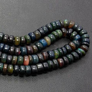 Perles de pierres précieuses en vrac en forme de rondelle lisse d'opale noire éthiopienne naturelle de haute qualité pour la fabrication de bijoux - Product Image 3
