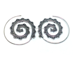 Boucles d'oreilles en spirale de style bohème pour femmes en laiton couleur or tourbillon cerceau goutte élégant tourbillon boucles d'oreilles en spirale - Product Image 1