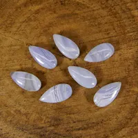 Natural blue lace agate 18x9mm pear cabochon with side drill genuine gemstone