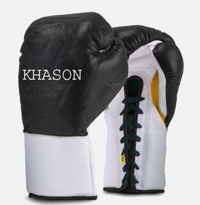Guantes de boxeo profesionales de cuero de vaca con diseño de cordones Logotipo personalizado Kick Boxing Muay Thai Equipo de entrenamiento - Product Image 6