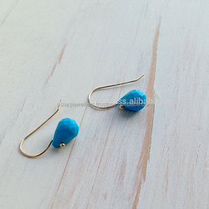 925 Sterling <b>Silver</b> Turquoise Gemstone Gold Vermeil Drop <b>Earrings</b> Handmade Jewelry for Women <b>Wedding</b> & Party Gift - Product Image 1