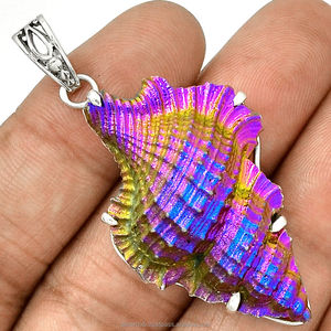 Titane Aura Shell Gemstone 925 Solide En Argent Sterling À La Main Pendentif De Mode Pendentif pour Les Femmes Fournisseur En Vrac - Product Image 1