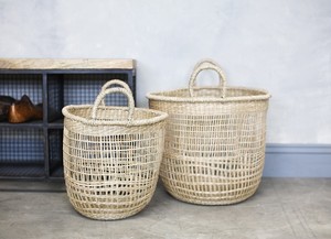 Panier de rangement rond en jonc de mer, ensemble de 3, panier de couleur naturelle, tissé à la main - Product Image 4