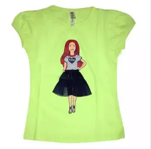 Camisetas estampadas a la moda para niña, ropa de algodón con cuello redondo, con estampado personalizado, colección de camisas de China - Product Image 1