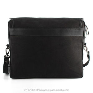 Bolsa de mensajero de cuero y lona encerada personalizada, diseño de estilo tejido - Product Image 1