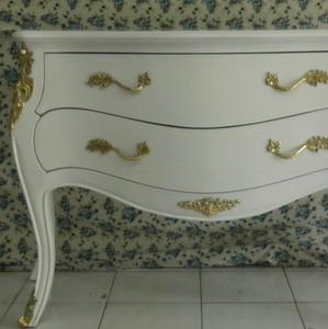 ตู้ไม้สีขาวสไตล์ฝรั่งเศสแบบบอมเบย์ 2 ลิ้นชัก - Product Image 3