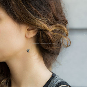 Ear Thread Triangle Shape <b>Earrings</b> Turkish Wholesale 925 Sterling <b>Silver</b> <b>Chain</b> Jewelry <b>Earring</b> - Product Image 2