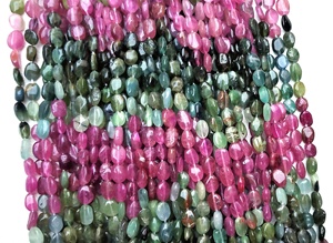 Forma ovalada Natural Multi turmalina piedras preciosas cuentas lisas 4-6mm Fabricación de joyas al por mayor fabricante genuino de alta calidad - Product Image 3